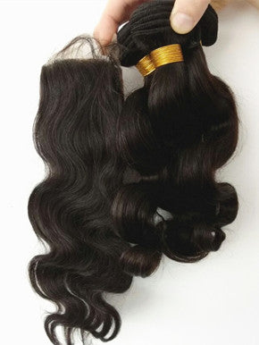 body wave 3 brazilian virgin bundles with a brazilian virgin closure--100% human hair,unprocessed