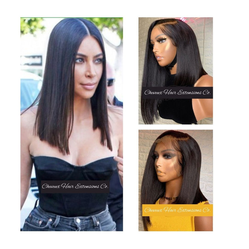 Long Blunt Cut Bob--brazilian virgin 360 frontal lace wig