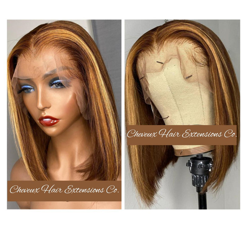 Highlights middle parting bob Skin Melt HD Lace Ready to Wear