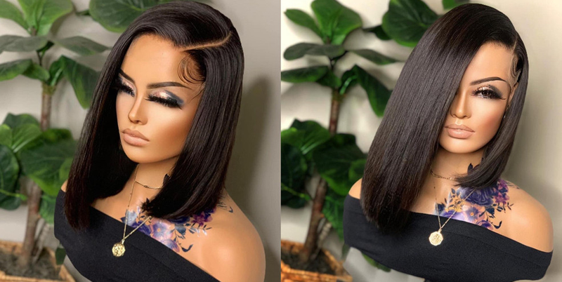 Side parting asymmetrical bob 5*5 HD lace closure wig