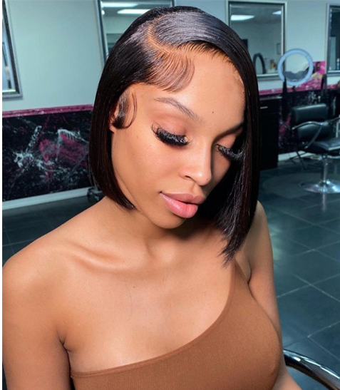 Side parting asymmetrical bob 5*5 HD lace closure wig