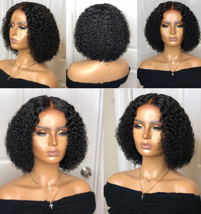 Pre-plucked bleached knots lace front daily curly bob