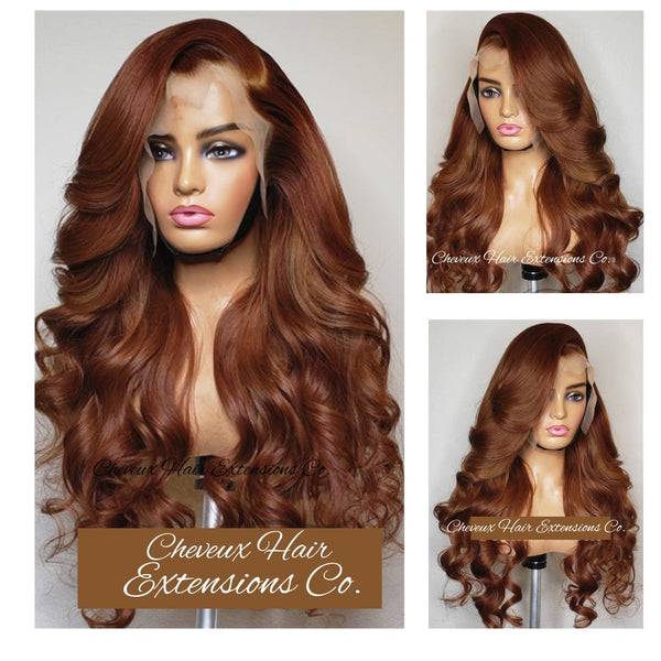 Copper brown color loose wave Skin Melt HD Lace Ready to Wear 13*6 Lace Front Wig