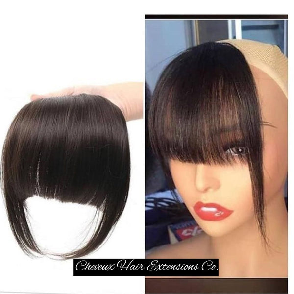 Human hair silk straight fringe clips Chinese bangs