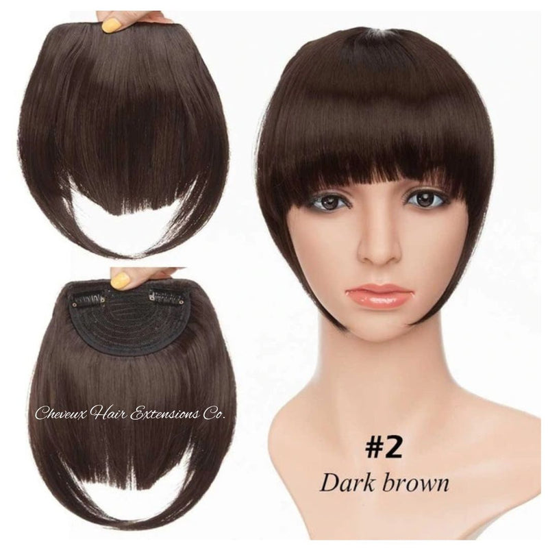 Human hair silk straight fringe clips Chinese bangs