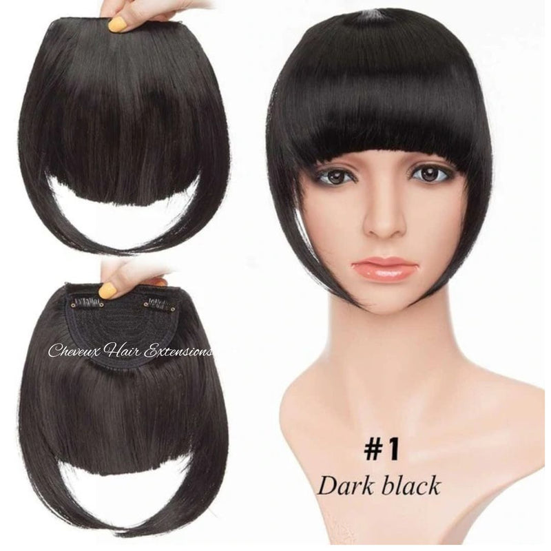 Human hair silk straight fringe clips Chinese bangs