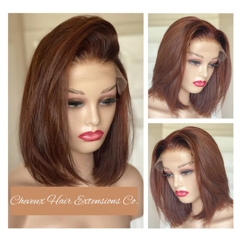 Free parting Copper red-brown 5*5 HD lace closure bob wig