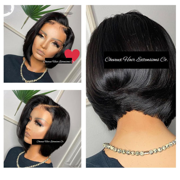 Stock side parting vibe bob 5*5 HD lace closure wig