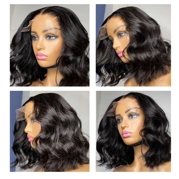 Middle parting messy wave vibes bob 5*5 HD lace closure wig