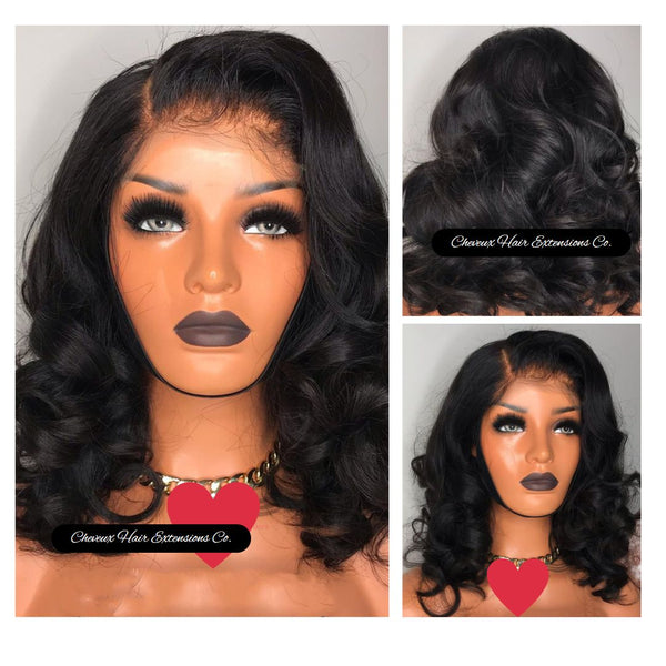 Ready to wear messy waves 5*5 HD closure bob wig