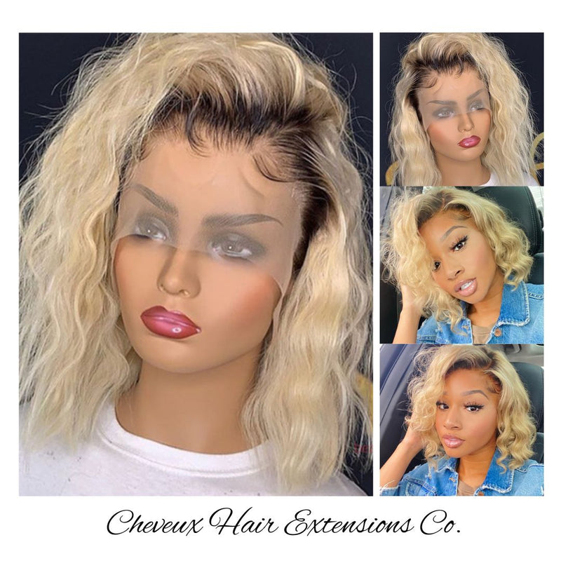 Ready to wear blonde curly bob lace front wigs