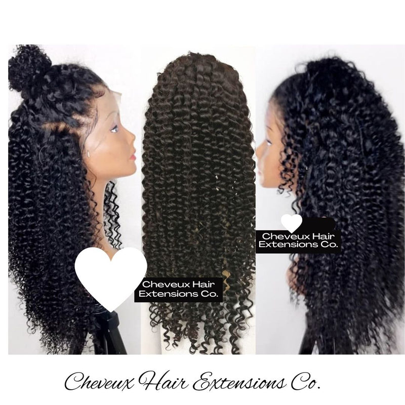 Malaysian virgin kinky Curl glueless lace front wig