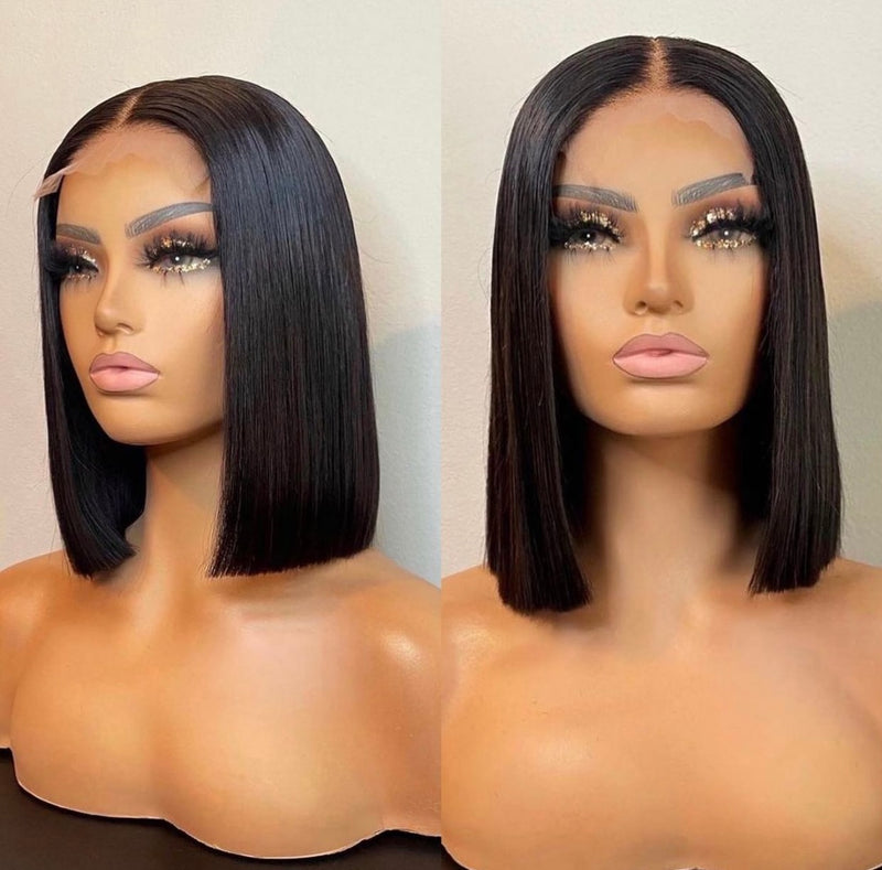 Middle parting blunt cut bob 5*5 HD lace closure wig