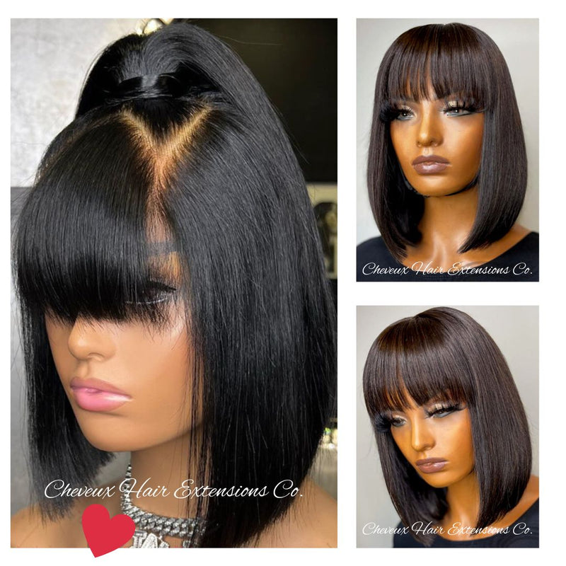 Skin Melt 13*6 HD Lace Undetectable Knots bang BOB wig