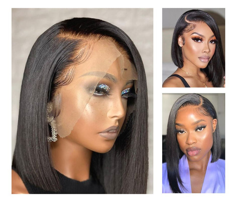 Side parting asymmetrical bob 13*6 lace frontal wig