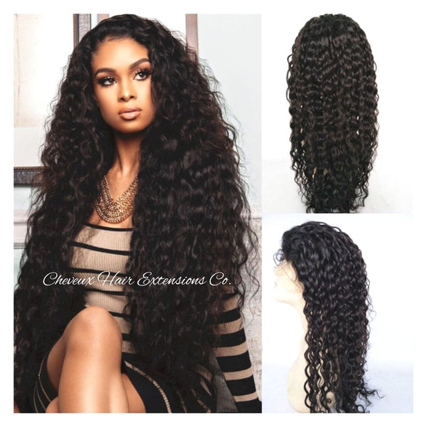 `Brazilian virgin wet wave 360 frontal wig with weaves sewn in