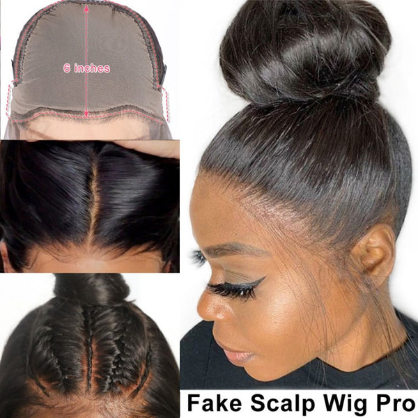 100% brazilian virgin hair 13*6 Lace front pre-made FAKE SCALP INNOVATION CAP WIG