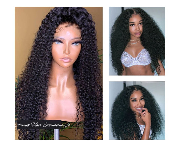 Stock kinky curl 5*5 HD skin melt lace closure wig