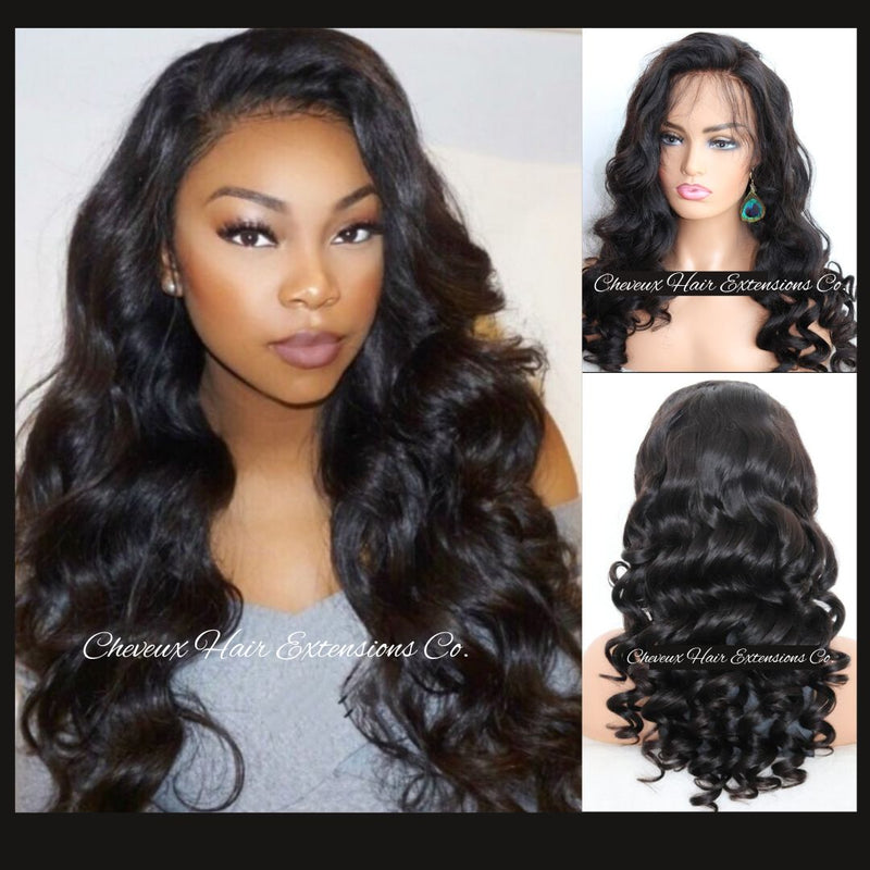 Brazilian virgin loose wave full lace bleached knots wig