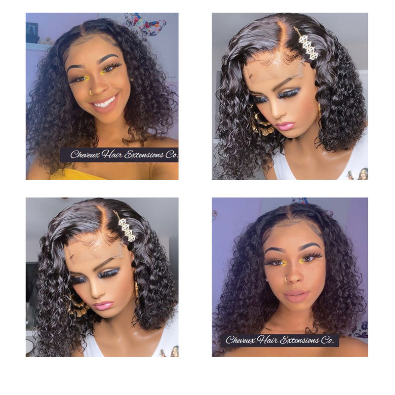 Middle or Side parting daily curly bob 5*5 HD lace closure wig