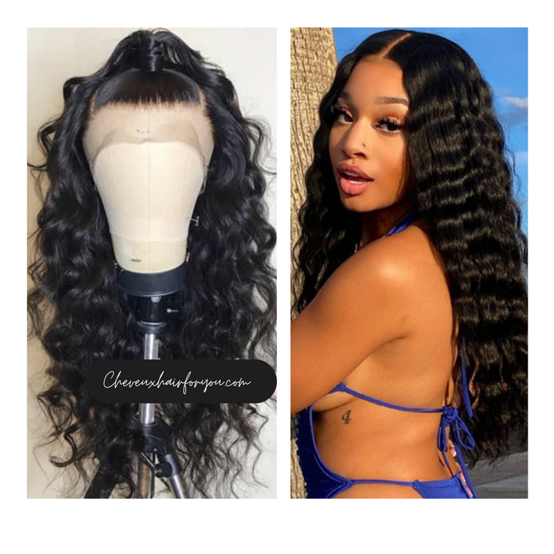 Pre plucked Brazilian virgin human hair Beyonce wave 360 frontal lace full wig