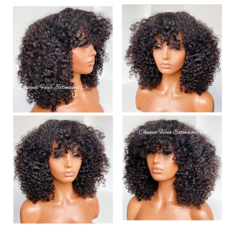 Ready to wear Bang curly 360 frontal wig