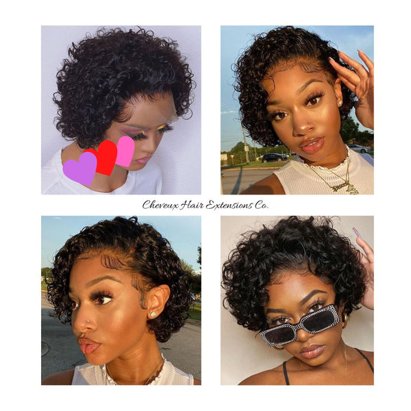 Glueless lace front short pixie cut wig for summer