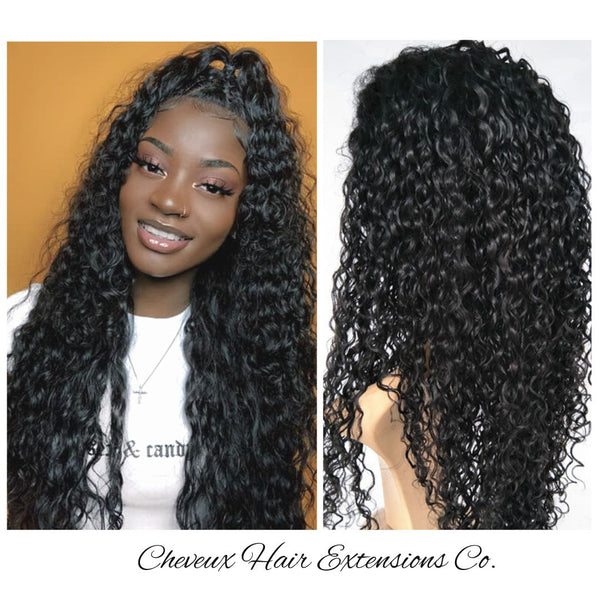 Pre-plucked Brazilian virgin human hair Water Wave 360 frontal lace wig